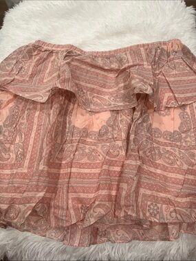 Universal Thread Peach Paisley Ruffled Skater Skirt